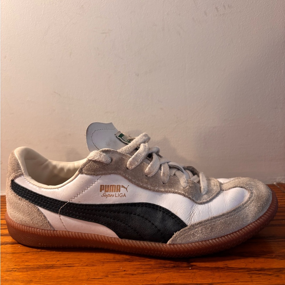 Puma Super Liga Sneakers in Gray, White, and Black